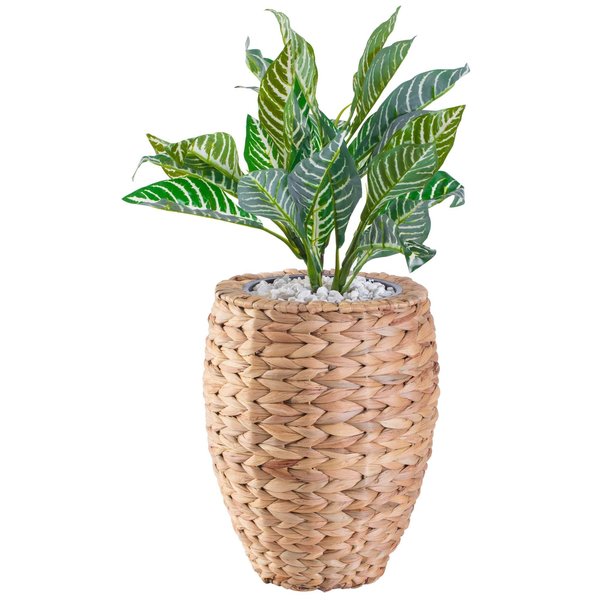 Vintiquewise Water Hyacinth Round Floor Planter with Metal Pot, Small QI003547.S